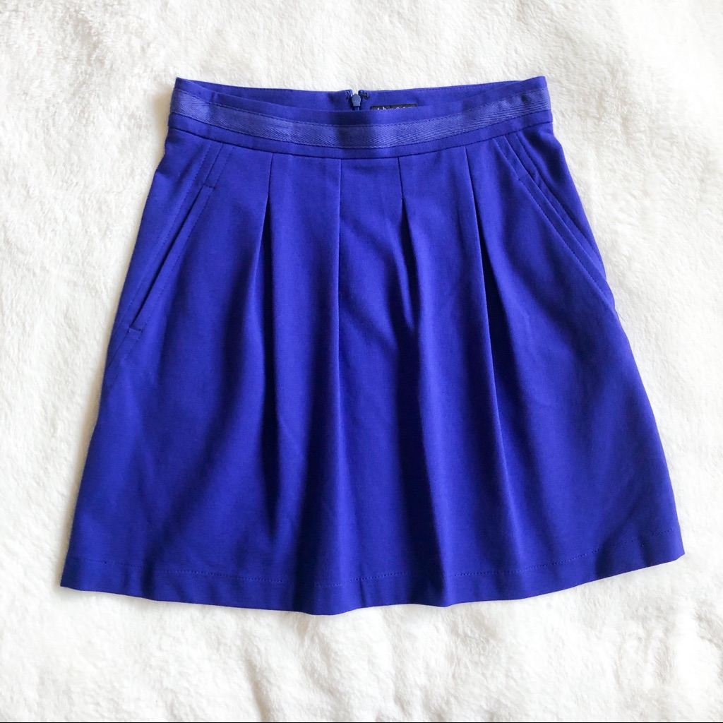 Nwt Theory Nordstrom Royal Blue Front Pleated Nolette Skirt - Size 0
